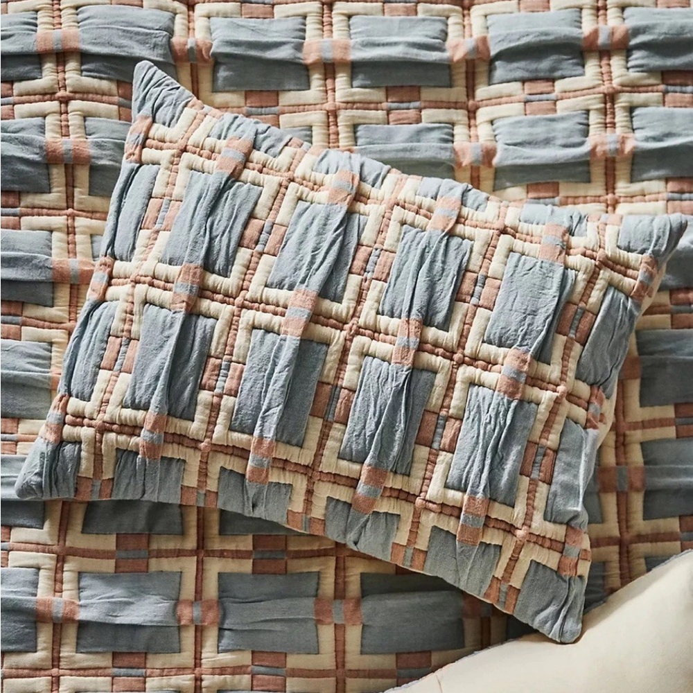 NWT Anthropologie x Sonya Matelassé Standard Pillow Shams (Set of 2) Blue